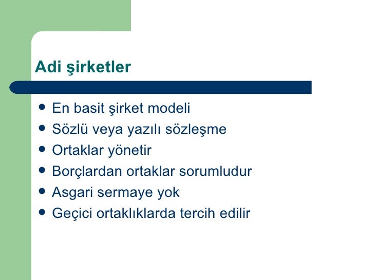 Şirket türleri Şirket türleri